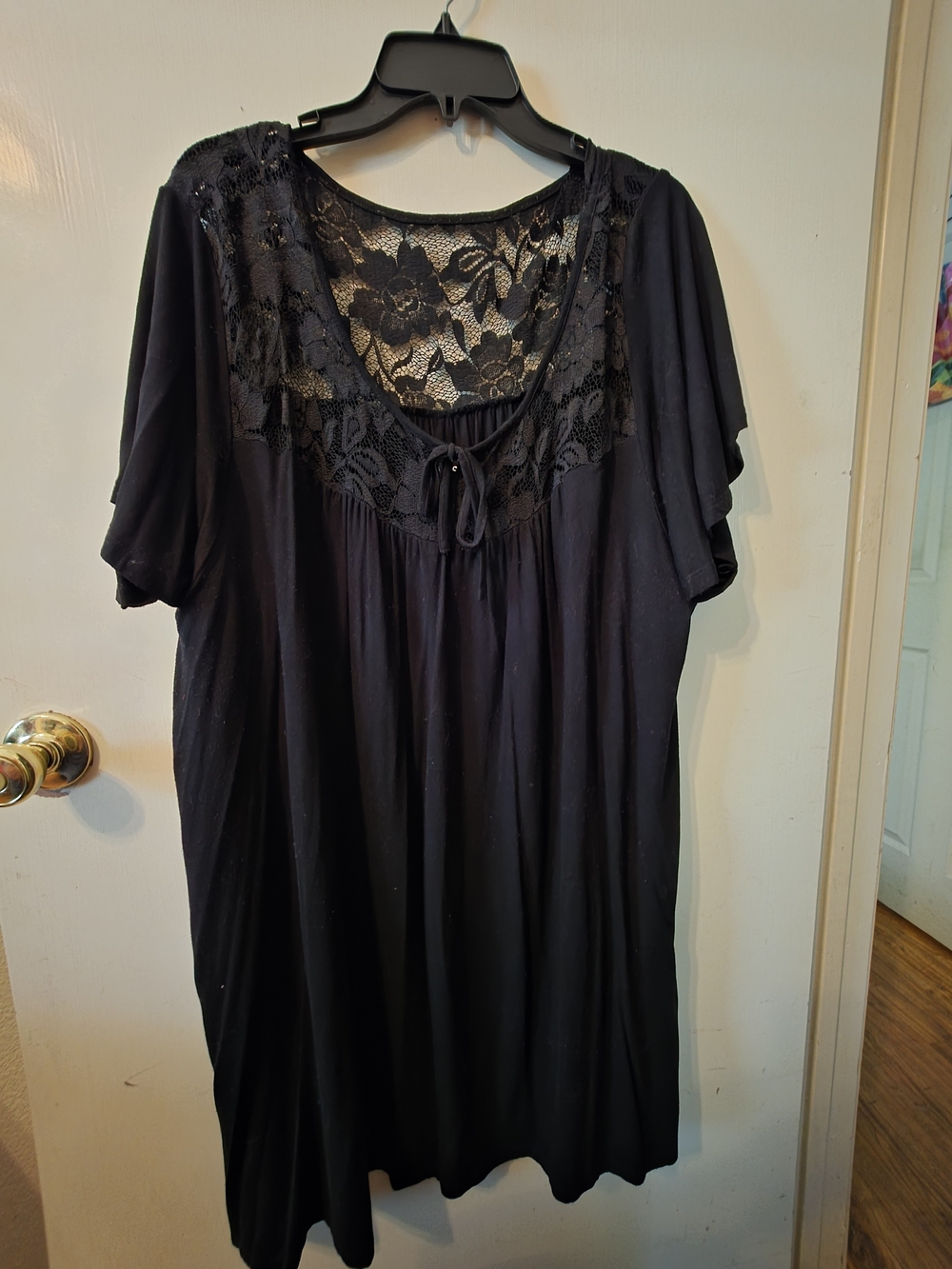 Torrid Black Lace Yoke Knit Womens Blouse